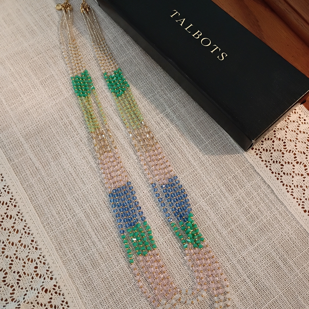 Talbots Green and Blue Beaded Necklace